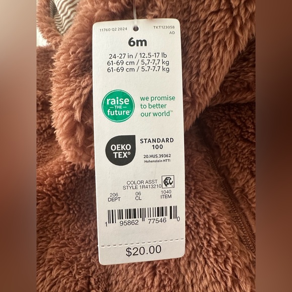 NWT Carter's Cozy Brown Fleece Footie - Picture 4 of 4